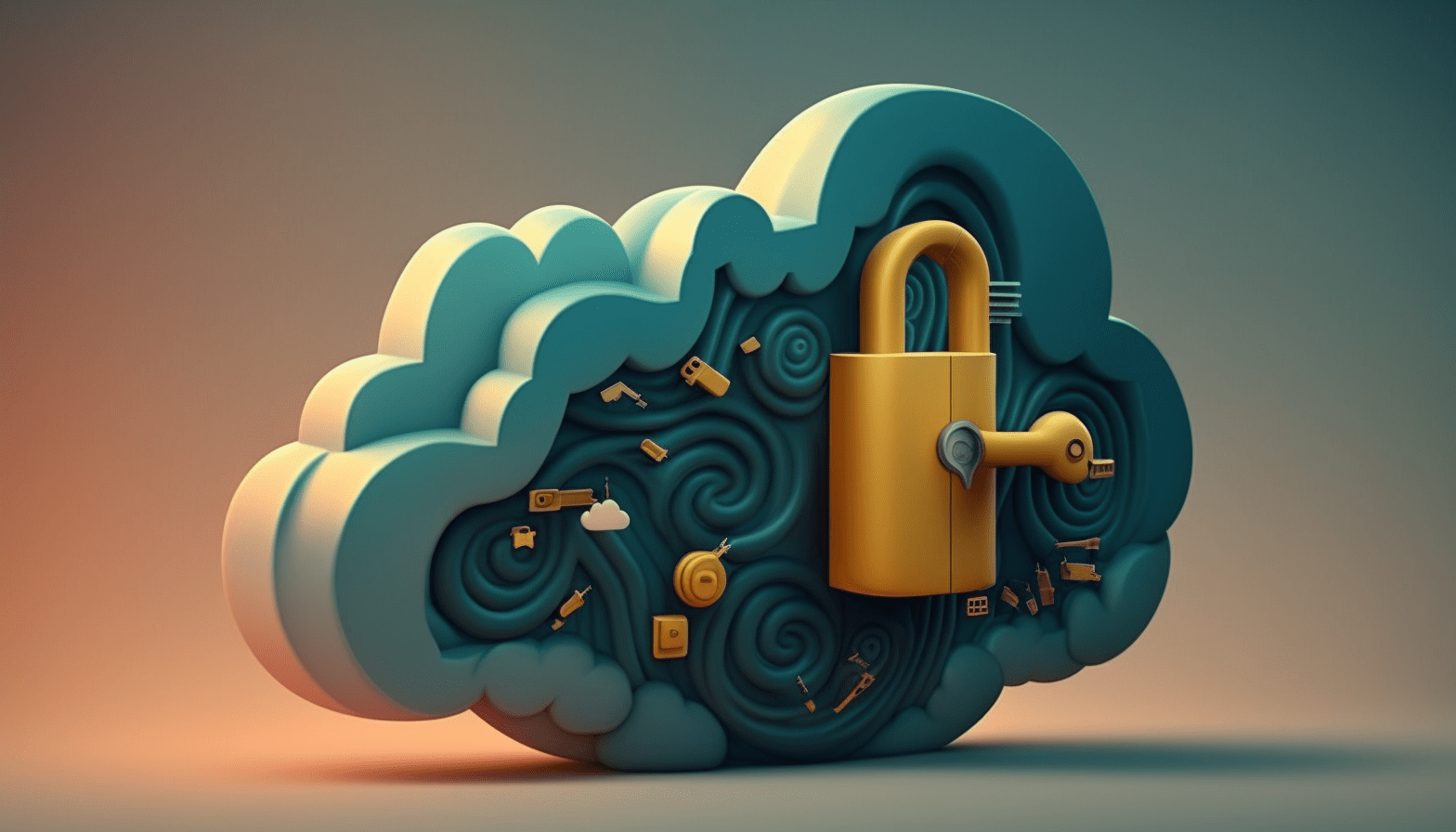 A cartoon cloud with a lock on it, representing the secure and compliant cloud environment being built in the article.