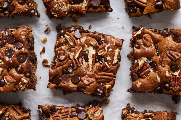 Chocolate Chip and Pecan Almond Butter Blondies