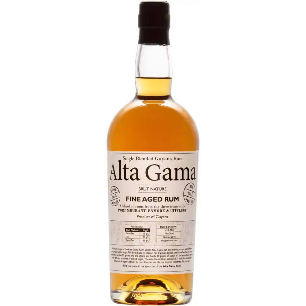 Image of the front of the bottle of the rum Alta Gama Brut Nature Series No. 1