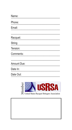 USRSA racquet service tags