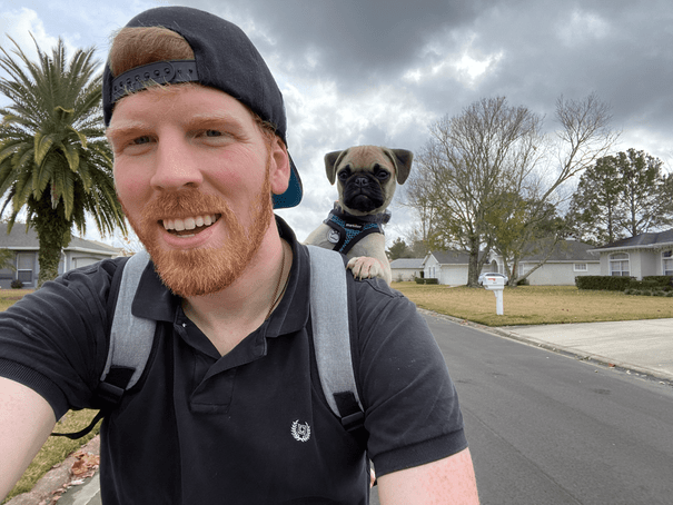 Image of Brad Germain with his pug