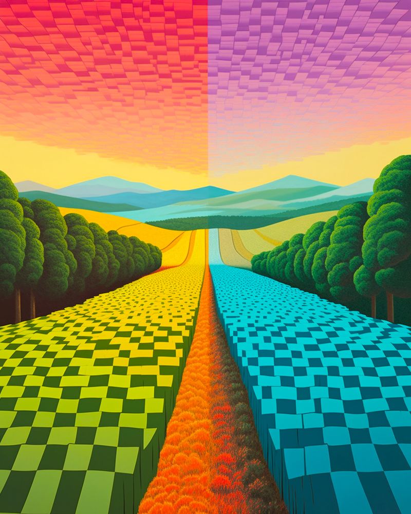 Follow the Blue and Green Checkered Road