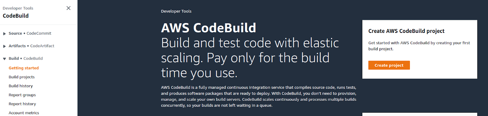 Create a CodeBuild project