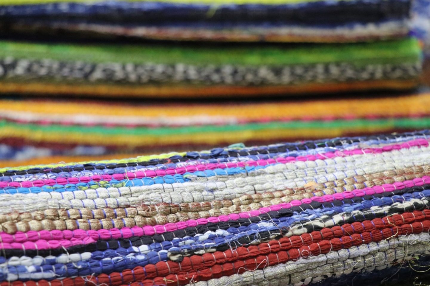 Cotton rugs from scrap cotton - Jai Texart - Bagru - Jaipur- Sanganer. Hand Block printed textiles and apparels