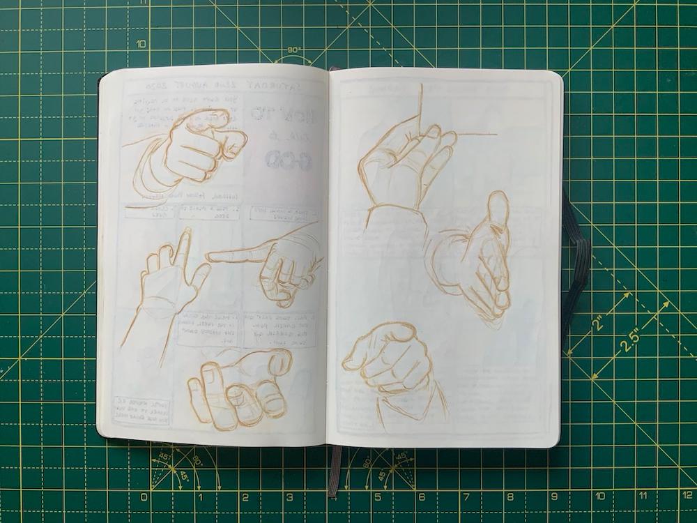 More pencil sketches of hands by Adam Westbrook