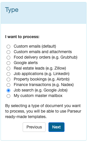select mailbox job applications
