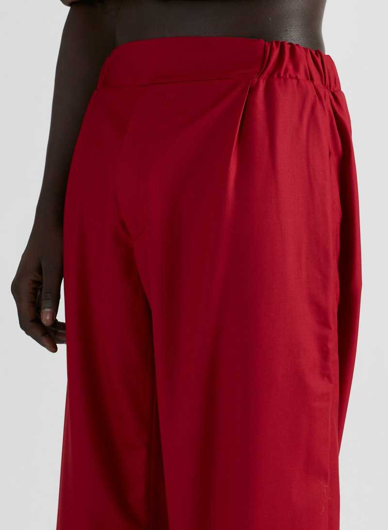 Sigrid Tailored Trousers Red, detail view. GmbH AW22 collection.