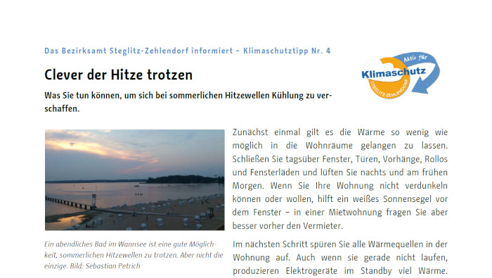 Ausschnitt aus einem Flyer mit Projektlogo Klimaschutz Steglitz-Zehlendorf