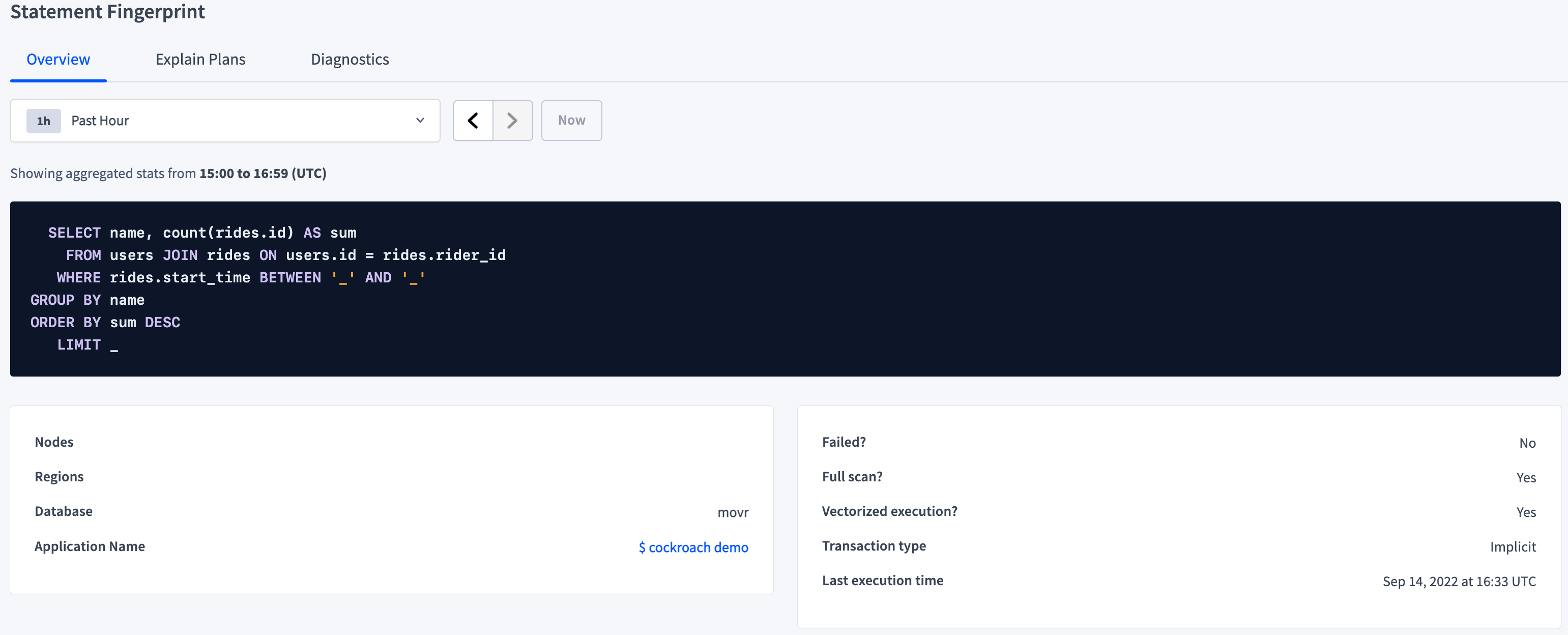 Statement fingerprint overview