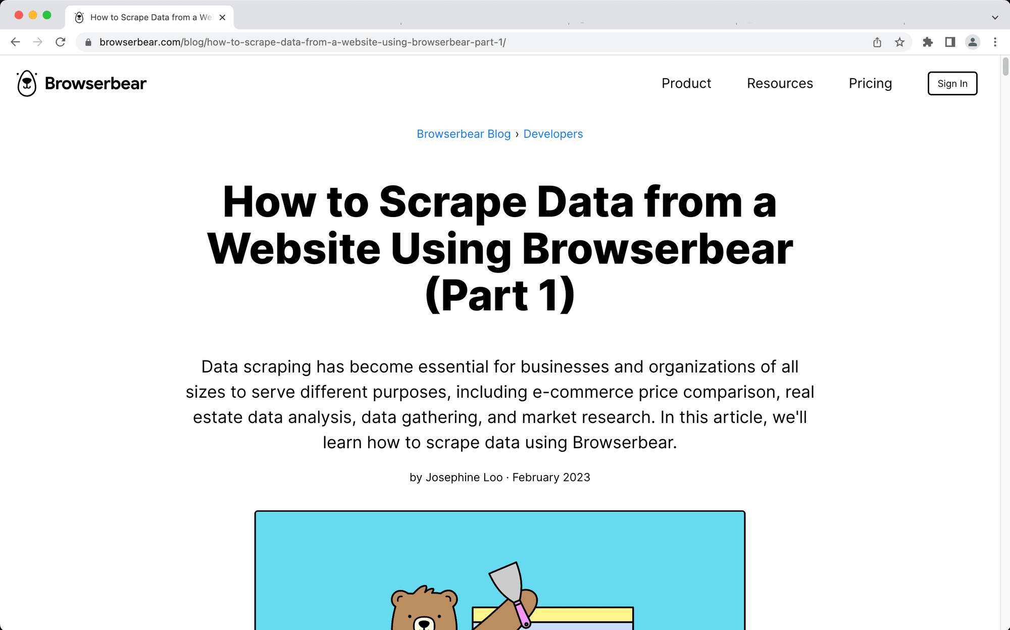 Screenshot of Browserbear blog article