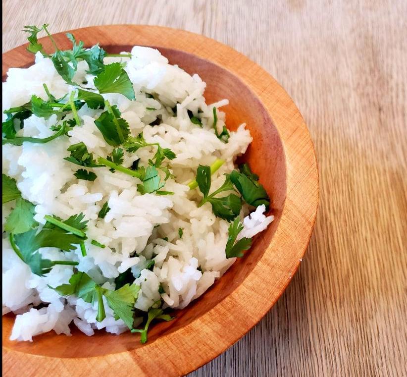 Bowl filled with cilantro lime rice
