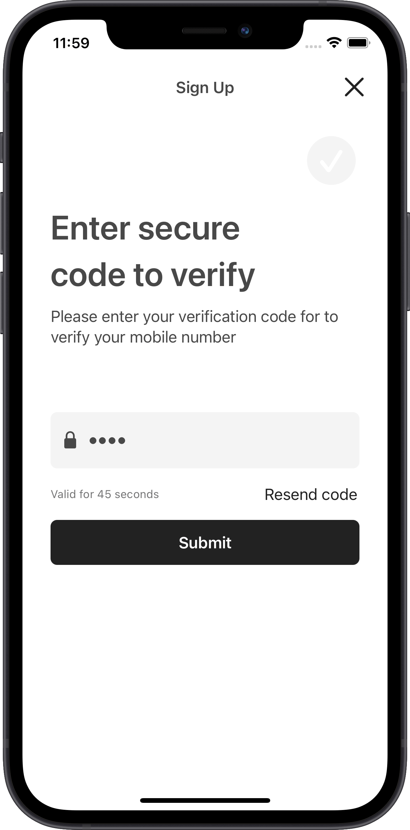 ios ecommerce app, confirmation code, design