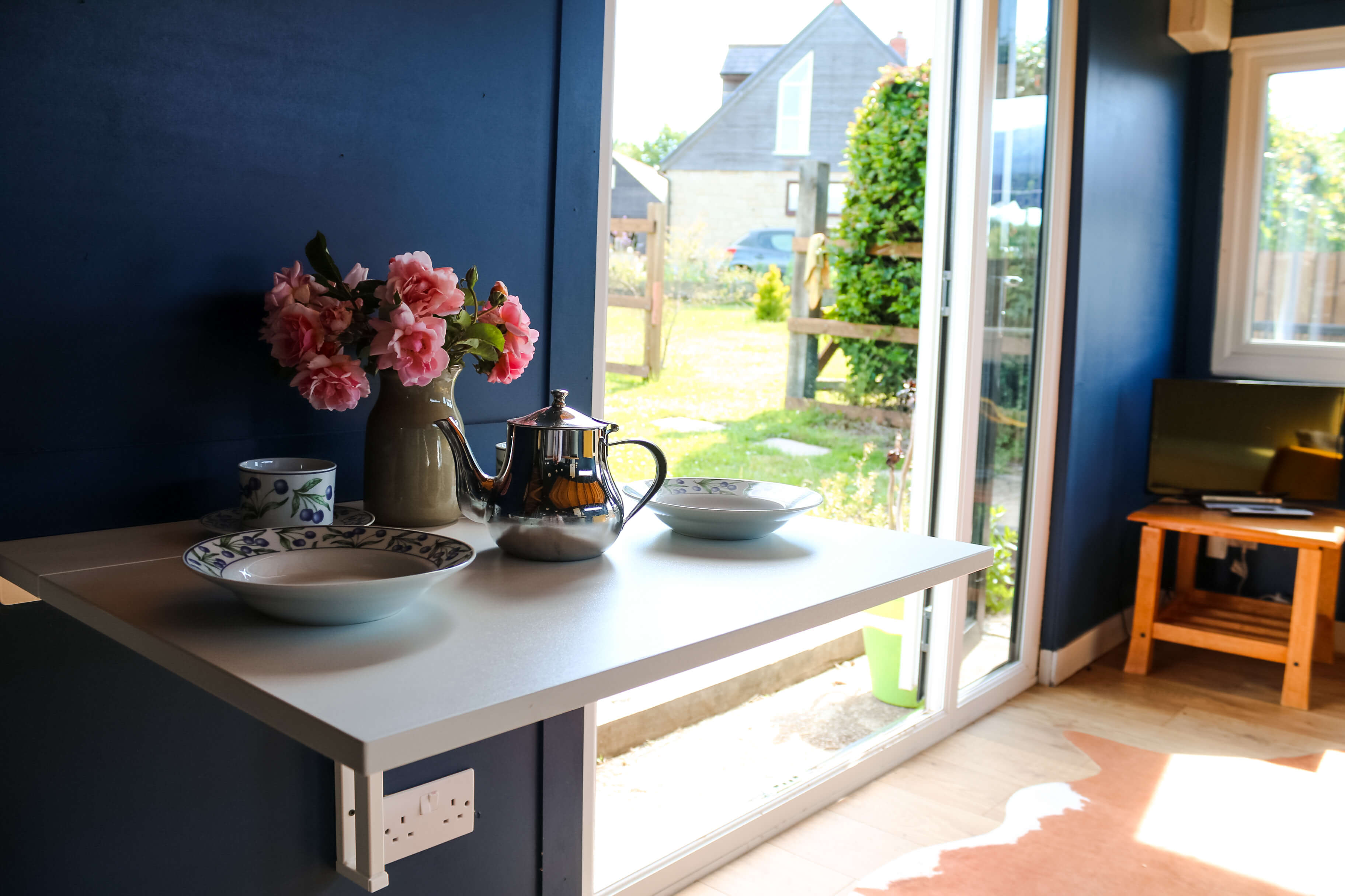 Photo of the living room and dining area at Dorset chalet