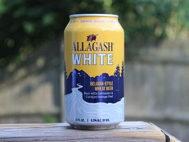 Allagash White, brewed by Allagash Brewing Company in Portland, ME