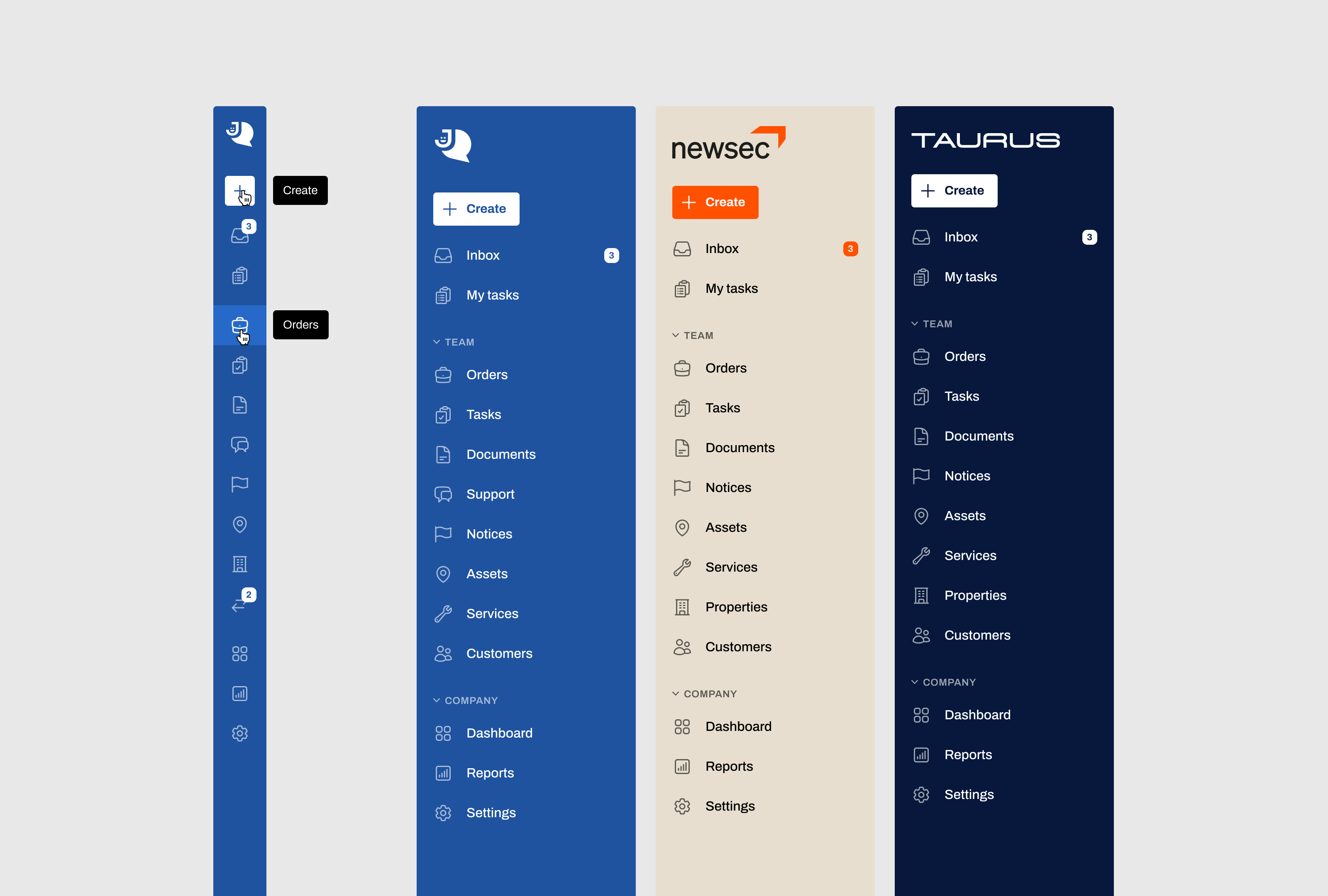 Component overview of the flexibility of the new Jublo navigation.