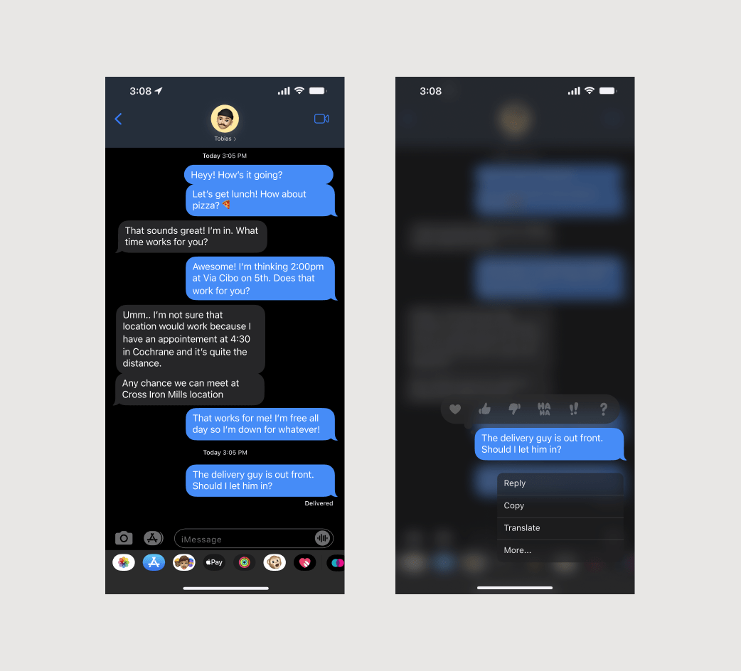 iMessage high-fidelity design