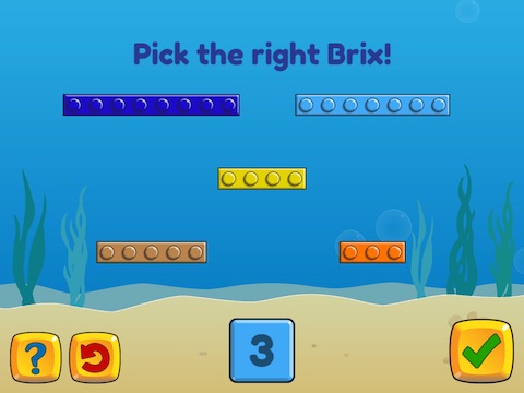Match numbers up to 10 to different length brix Math Game