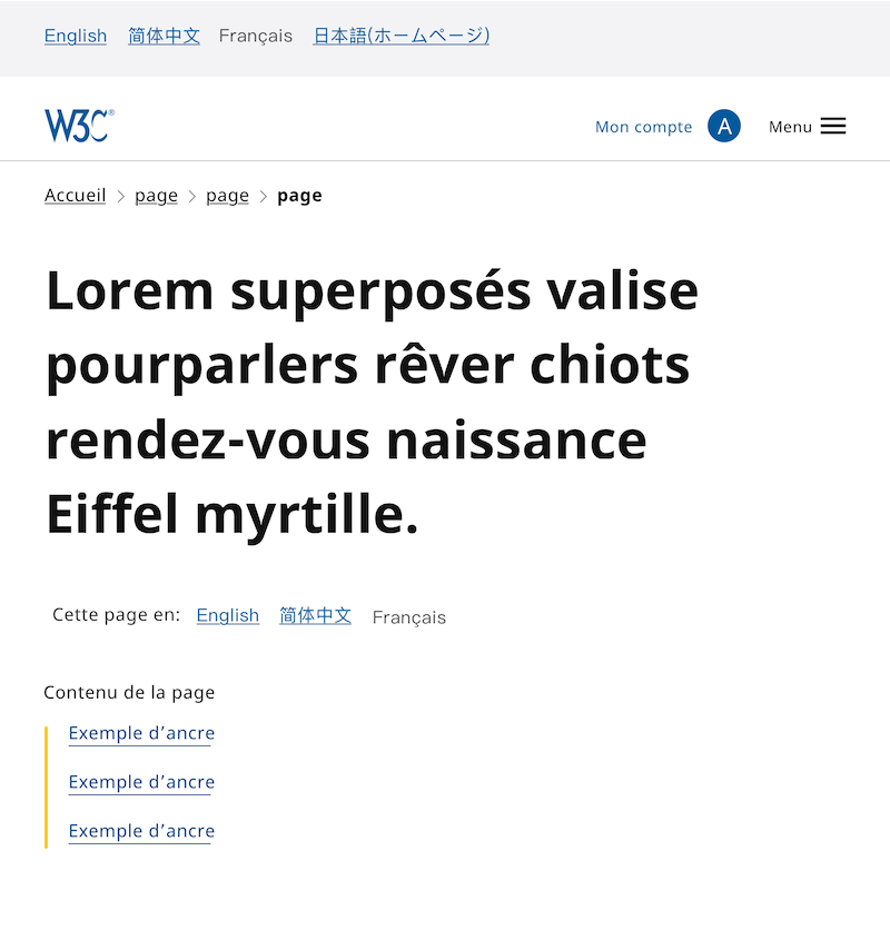 Header design (medium screen) in French