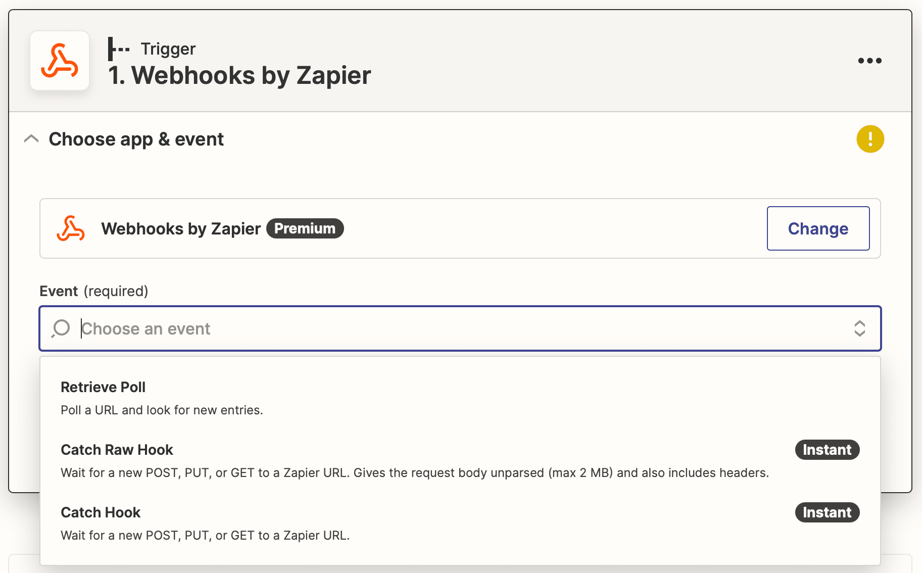 Screenshot of Webhooks by Zapier trigger