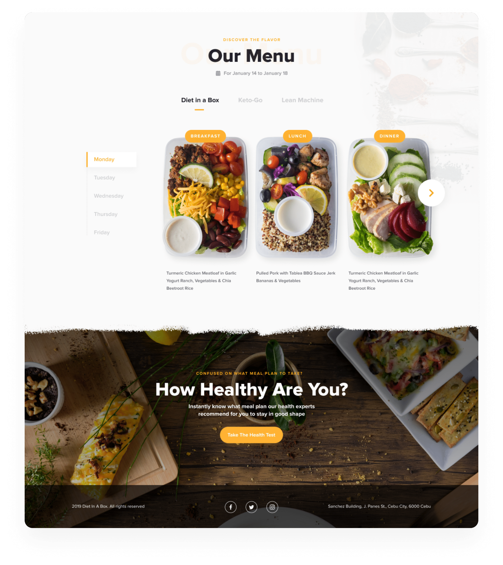 Menu Section of the Website