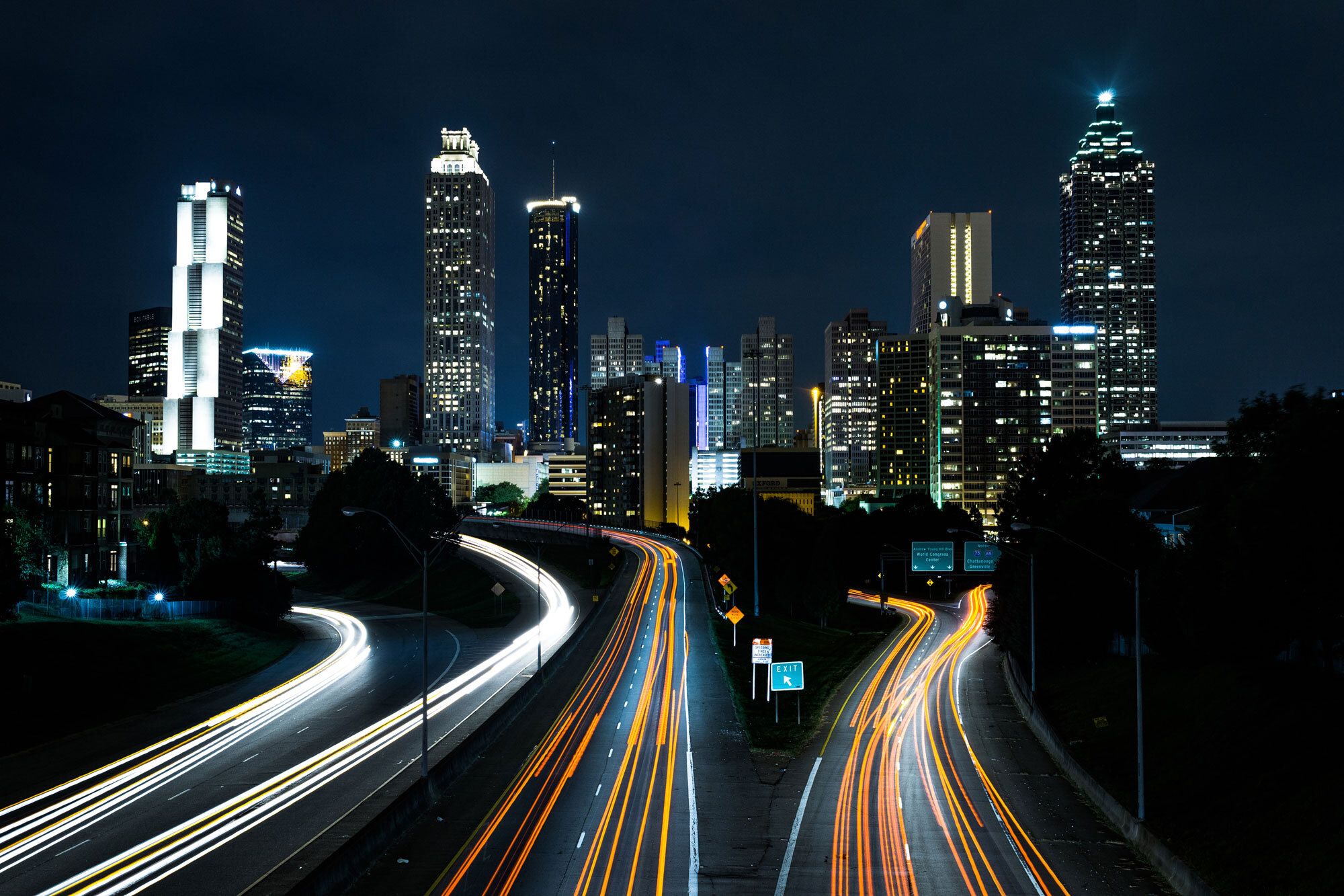 atlanta skyline at night
