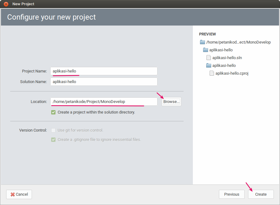 Membuat program dengan monodevelop