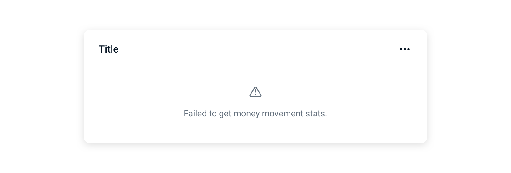 A sample card layout with an error state