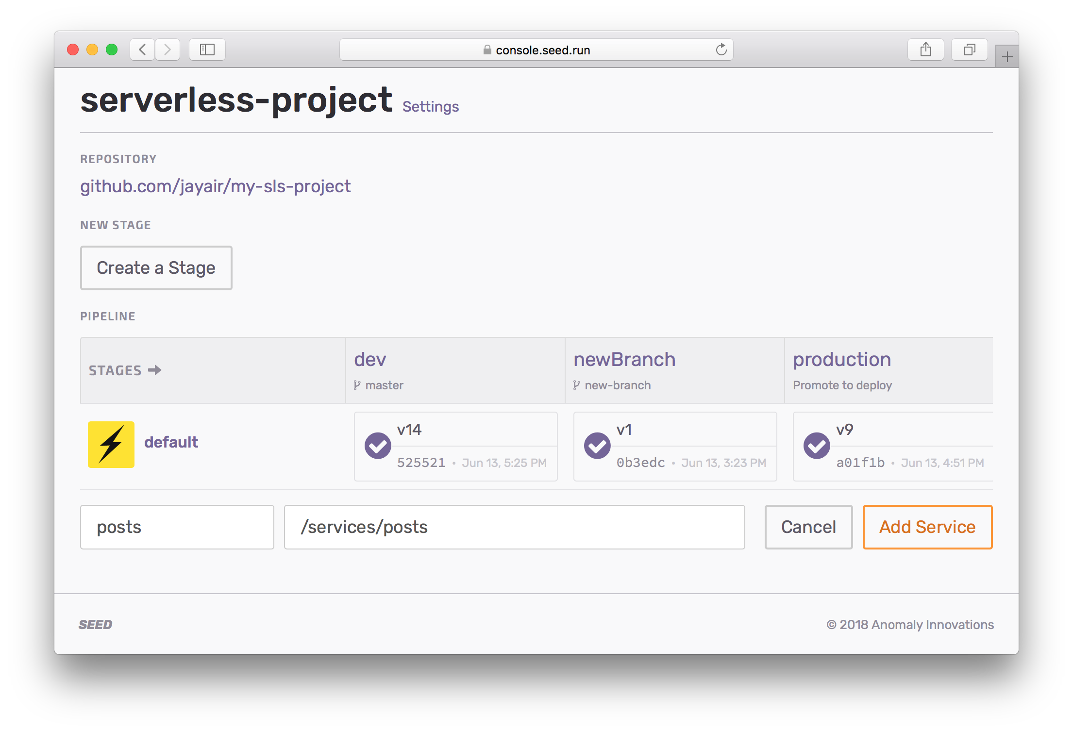 Set service name and path