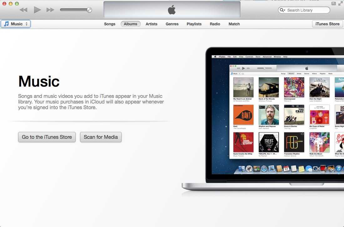 Screenshot of First run of iTunes on macOS