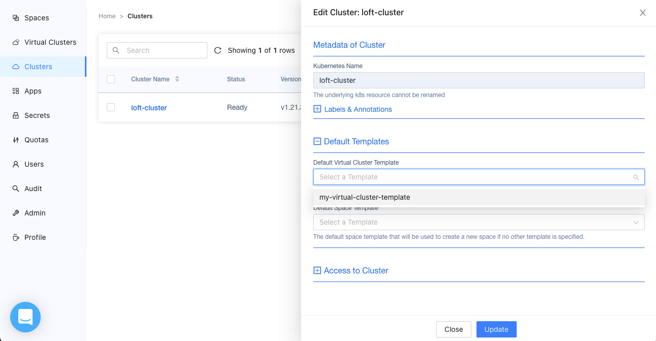 loft Virtual Cluster Templates