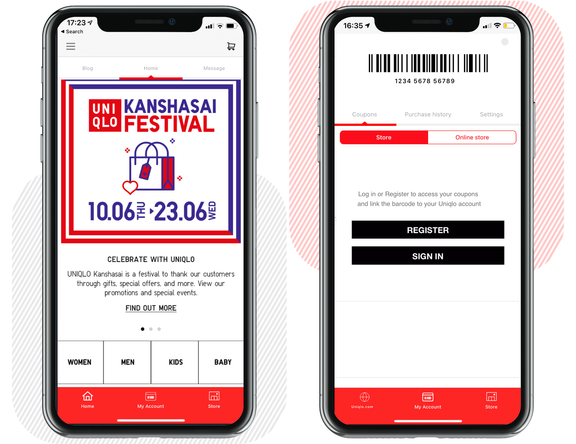 UNIQLO mobile interface in an app and wrapper.