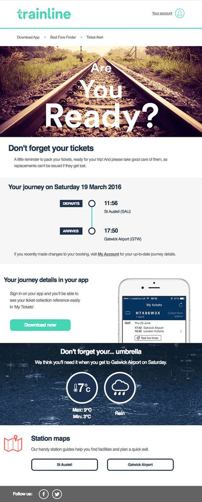 Trainline cross sell email