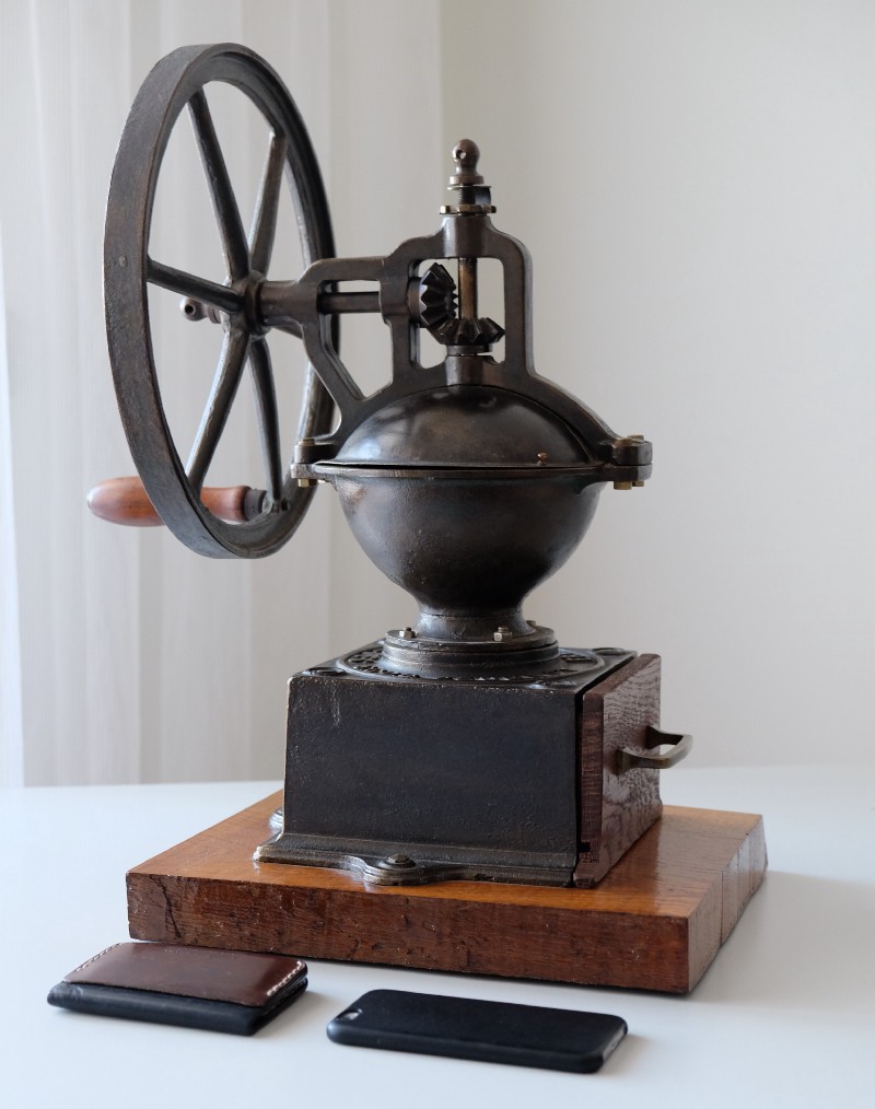 130 year old Antique Peugeot Grinder I bought from a live auction (iPhone is included for comparison)