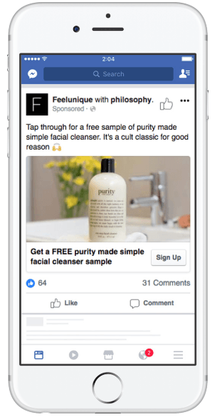 Ads example facebook