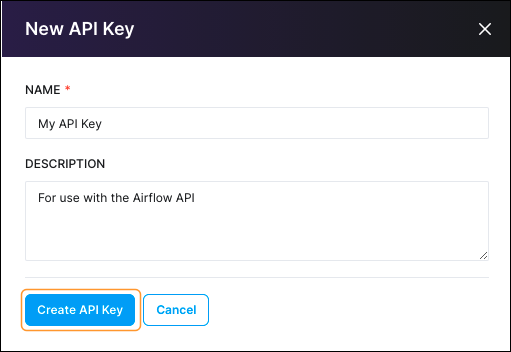 Create API Key button