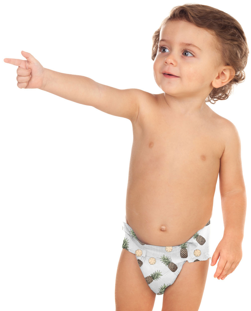 Baby Boy wearing pineapple  diapers