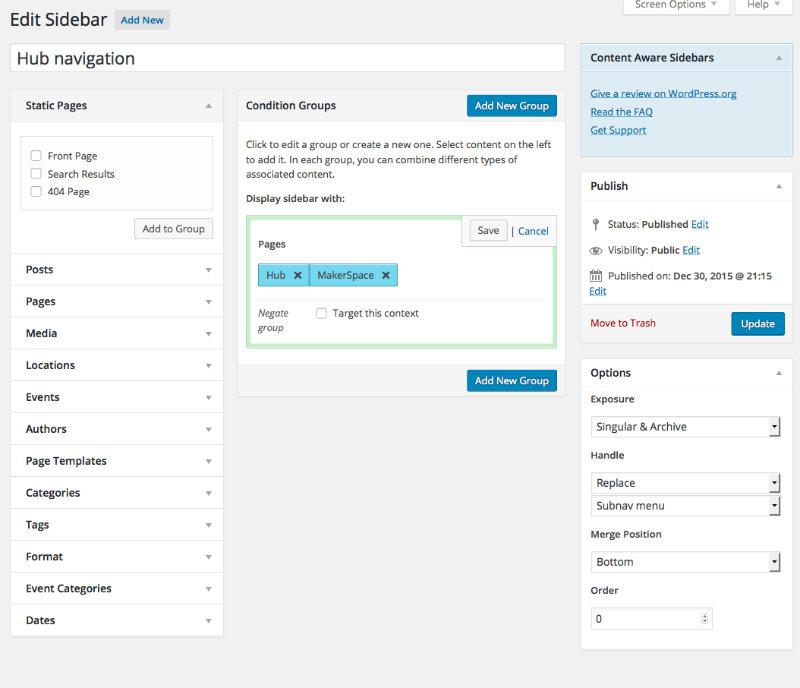 Screenshot of the WordPress admin area