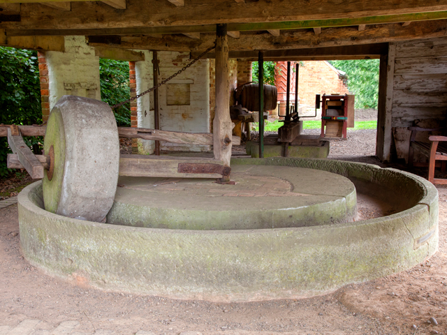 An Old World, Horse Drawn Stone Apple Crusher