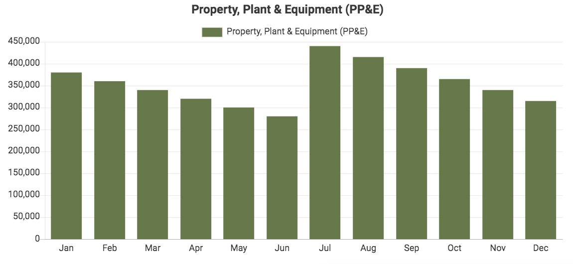 Custom QuickBooks chart showing PPE