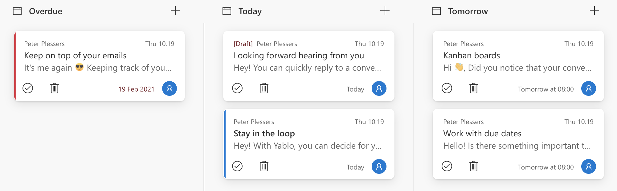 Organize your conversations by due date