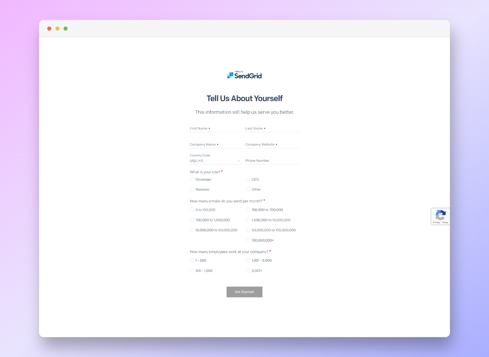 Some extra details is required to get started with sendgrid, fill in details and get started 