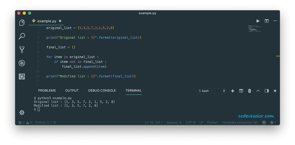 python-program-to-remove-all-duplicate-elements-from-a-list-codevscolor