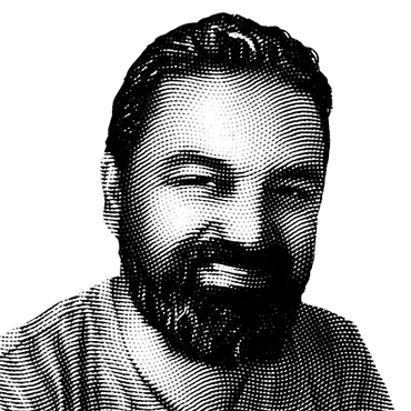 Halftone black and white image of Ramiro Berrelleza
