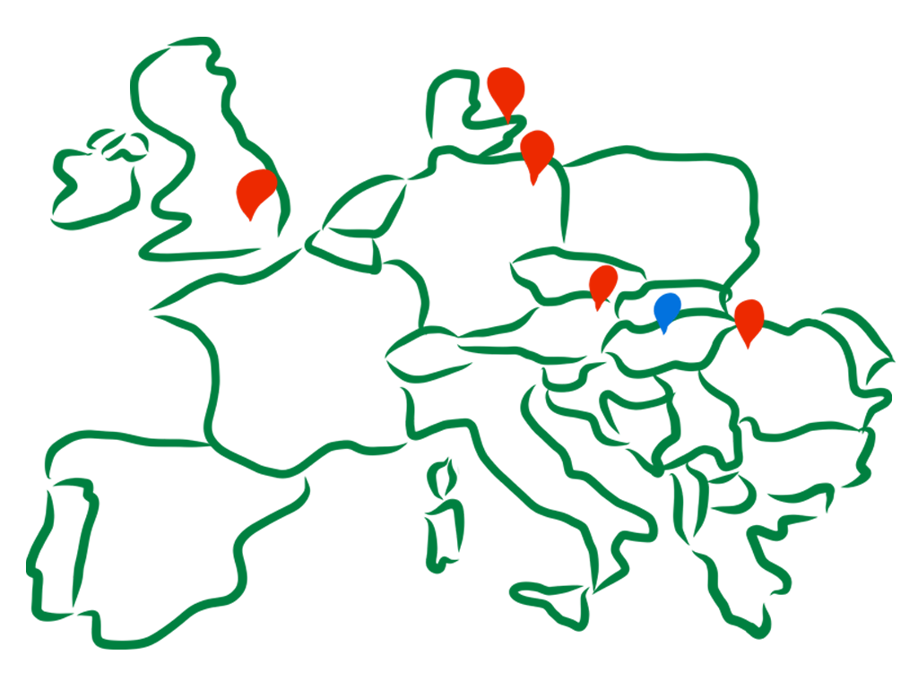 Map of Europe with markers