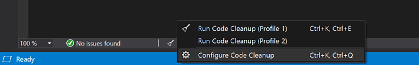 VS 2019 Code Cleanup broom