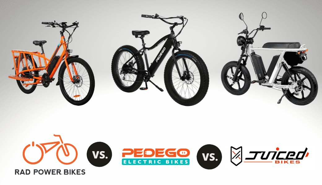 Rad Power Bikes vs. Pedego vs. Juiced Bikes - Cover Image Rad Power Bikes vs. Pedego vs. Juiced Bikes - Cover Image