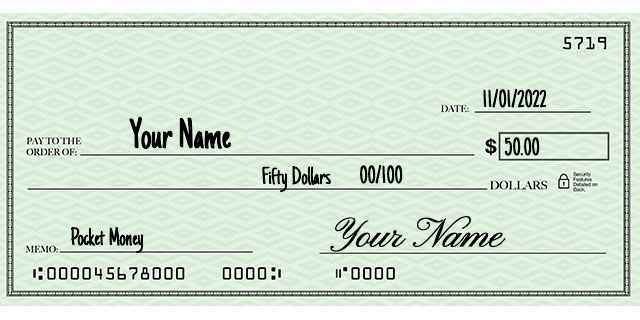 An example of how to write a personal check to yourself