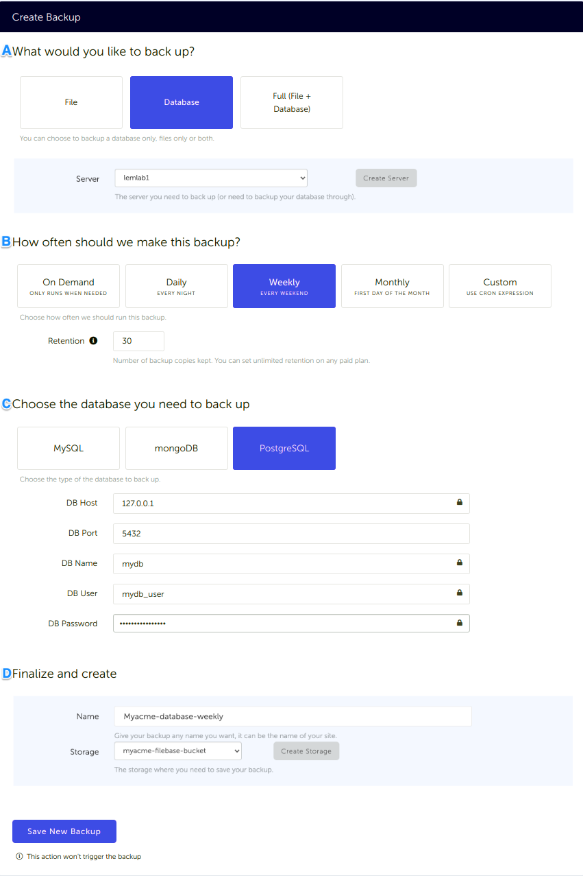 SimpleBackups - Create PostgreSQL backup SimpleBackups - Create PostgreSQL backup