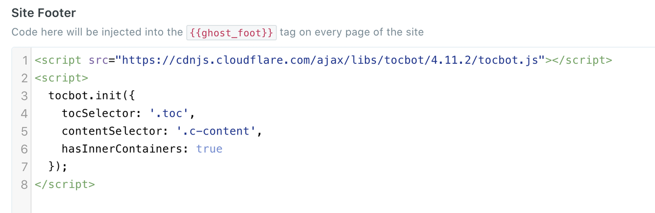 Krabi Ghost Theme Table of Content Code Injection