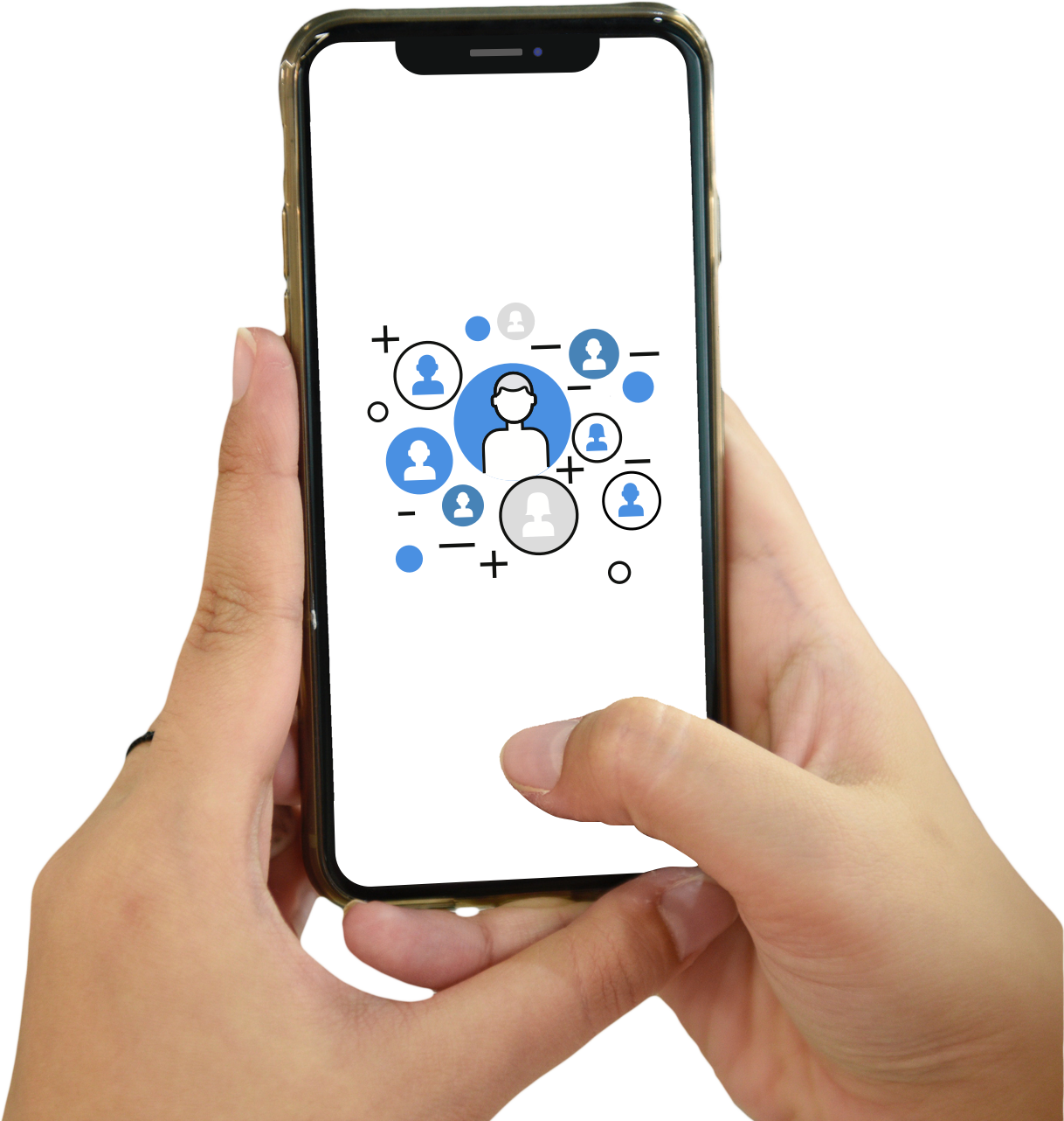 hands holding a phone.
